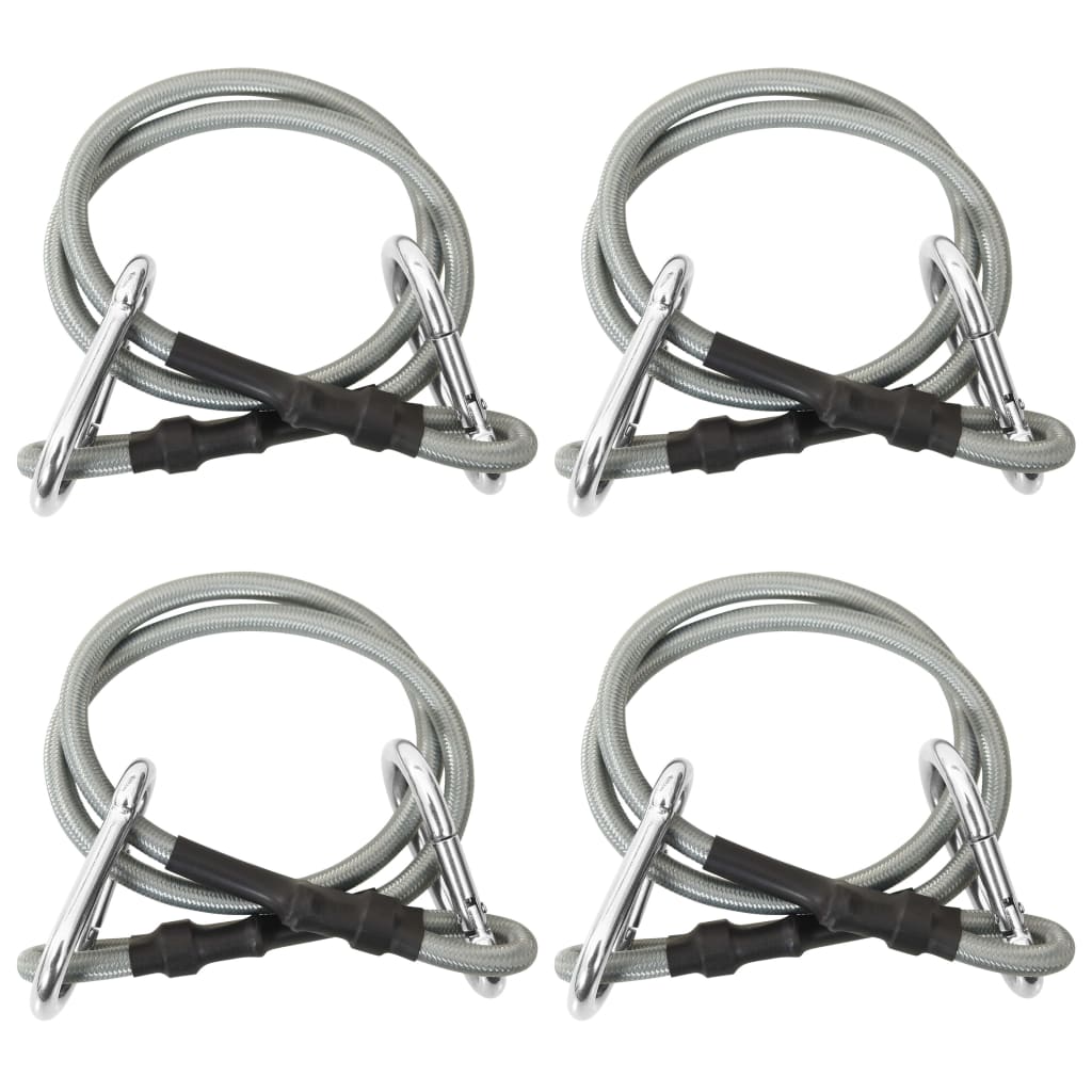 ropes with carabiners, 4 pieces, rubber